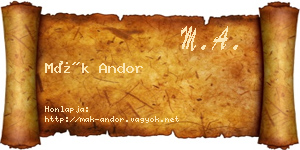 Mák Andor névjegykártya