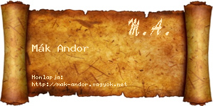 Mák Andor névjegykártya